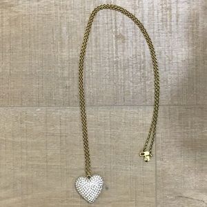 J.Crew Long Crystal Heart Necklace